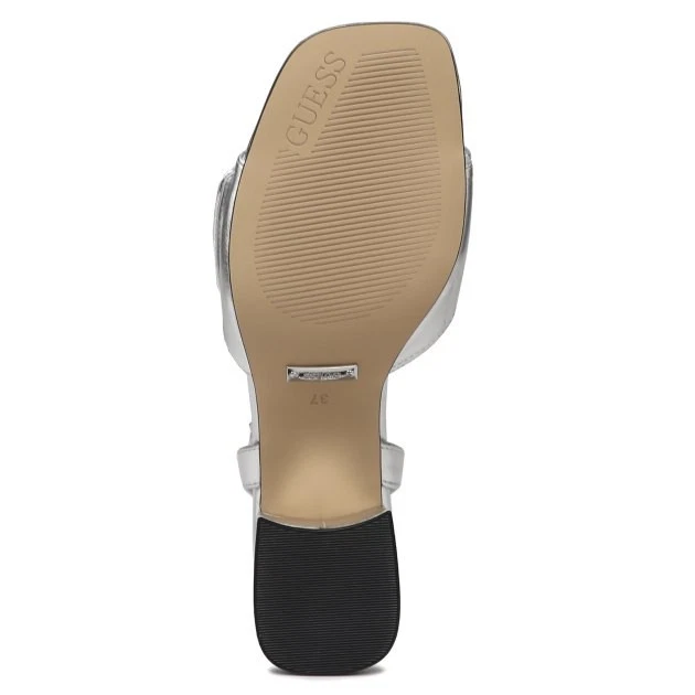 GUESS Donna numero 39. Sandali in pelle Argento. Tacco largo 6 cm. - Immagine 4 di 4