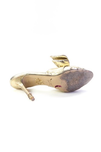 Charlotte Olympia Damen Sandalen Stiletto Metallic geknotet goldfarben Größe 38 - Bild 4 von 6