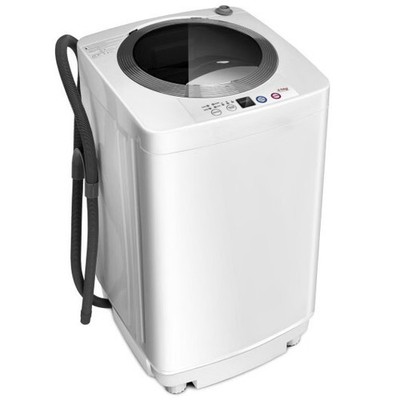 Portable 7.7 lbs Automatic Laundry Washing Machine with Drain Pump - Color: Whit