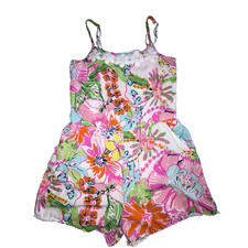 Lilly Pulitzer Girls Romper Size XL Target Nosey Posey Floral Print With Pockets