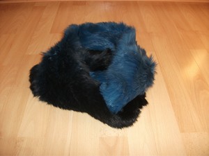 Jocelyn Two Tone Black Blue Long Haired Rabbit Fur Double Snood