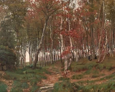 1880 Autumn Forest Interior Painting Giclee Print on Fine Art Paper