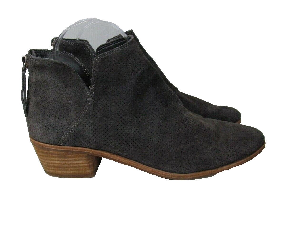 Dolce Vita 5 Boots Ankle Booties Cutout Back Zip Suede Tan Boho Casual