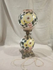 Vintage Parlor Lamp Floral Design Hand Painted Glass Balls Excellent 25 in