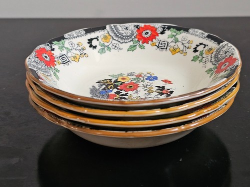 Set of FOUR Coalport Handpainted Canton Kingsware E55H 5" Fruit / Dessert Bowls - Picture 8 of 9