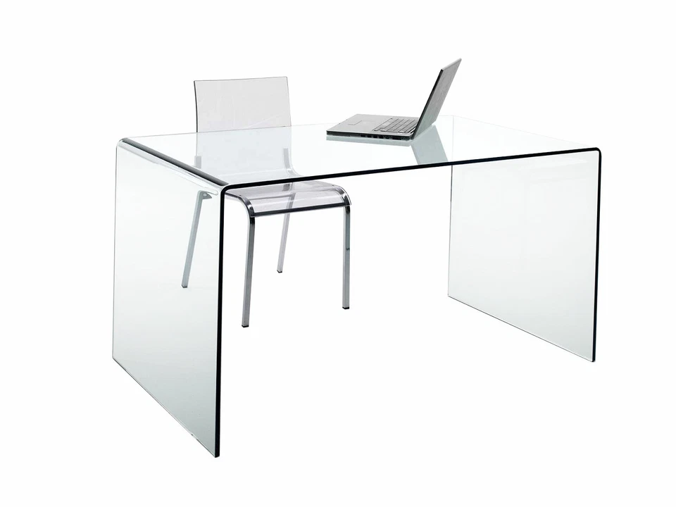 Echtglas Schreibtisch Glastisch CHANDRA B120xT60xH75 cm Bürotisch Computertisch
