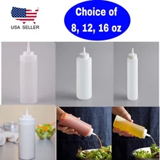 6 PK Clear Plastic Squeeze Bottle 8 oz, 12 oz, 16 oz, 24, 32 oz Sauce Condiment