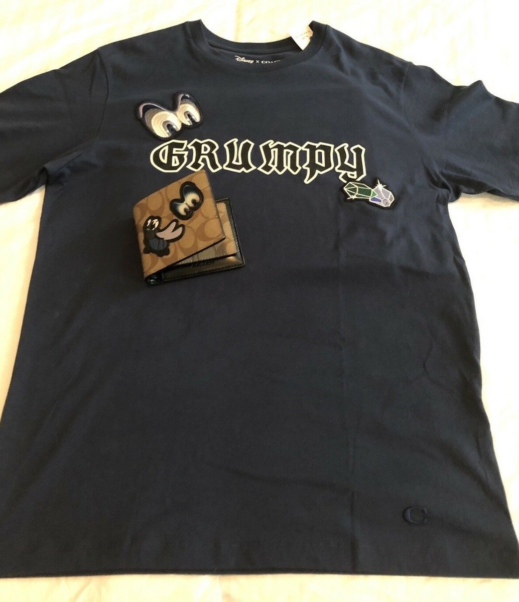 Lot of 2 - DISNEY X COACH GRUMPY T-SHIRT NAVY / EYES PATCHES 