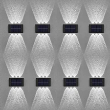 8 Pack LED Solar Fence Lights Dusk to Dawn Wall Garden Pathway Deck Lamp Outdoor