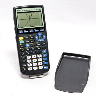   Texas Instruments TI-83 Plus Graphing Calculator Black w/ Cover  - TESTED  