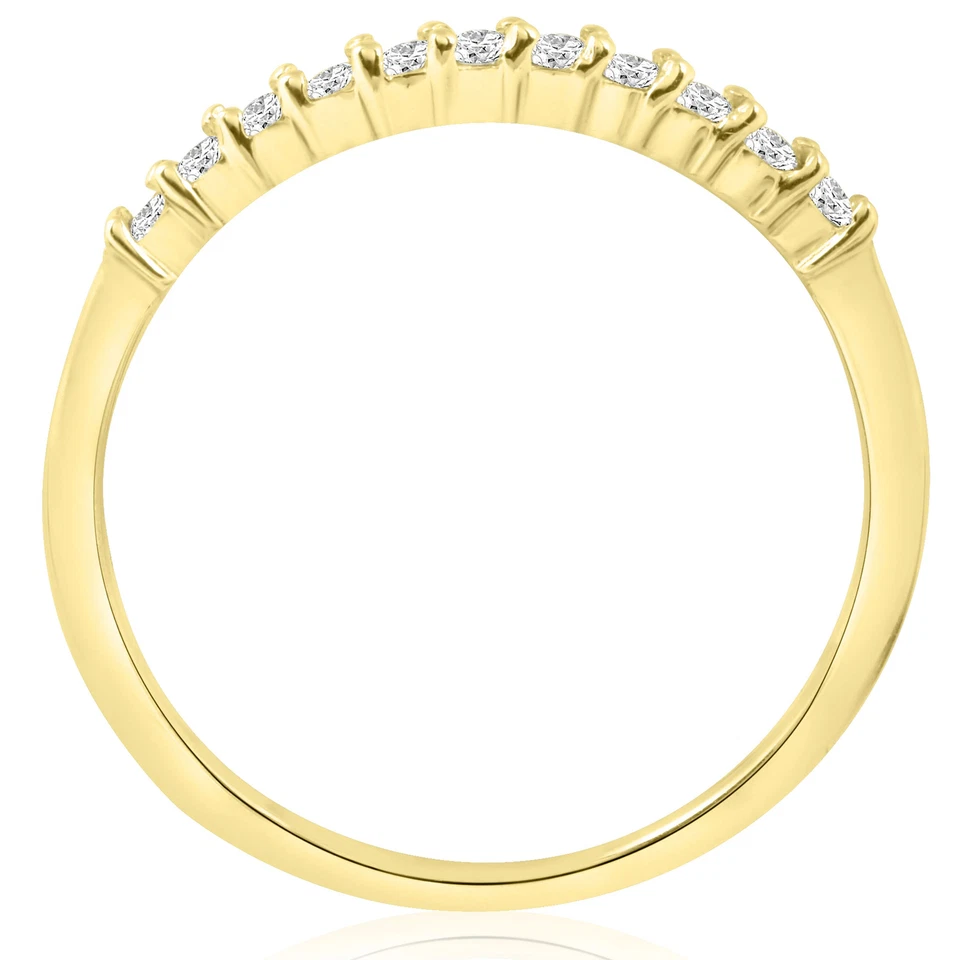14k Yellow Gold 1/4 Ct Round Diamond Wedding Ring Women's Stackable Prong Band - Image 3 of 4