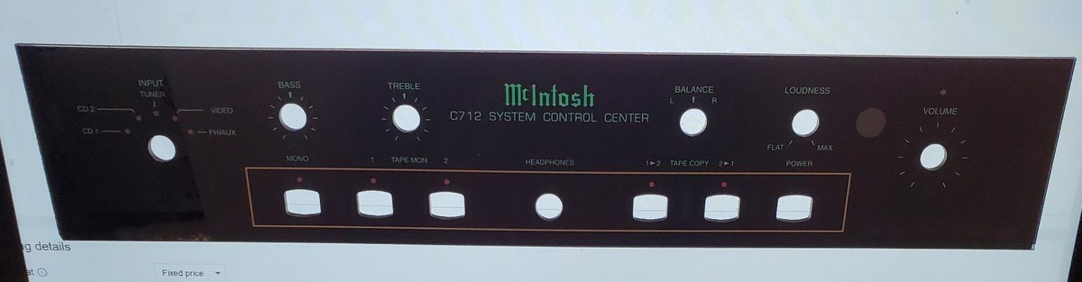 Original McIntosh C712 preamp glass faceplate | eBay