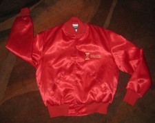 VTG 90s Holloway Red Satin Snap Jacket Large F. J. Zattola Butler PA Made in USA
