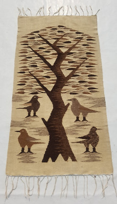 Vintage Traditioneller Handgefertigter Türkischer Vögel Kelim Teppich für Wohndeko 123x64 cm