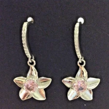 RYZE Princess Pink CZ & White Frost CZ  Sterling Silver Dangle Flower Earrings