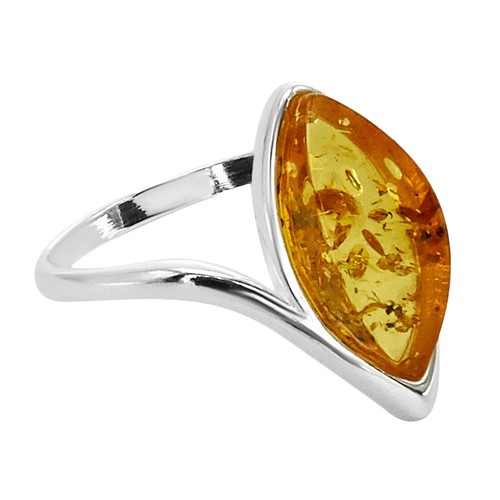 Yellow Amber Marquise Gemstone Handmade 925 Sterling Silver