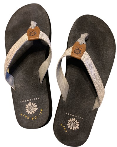 yellow mat flip flops