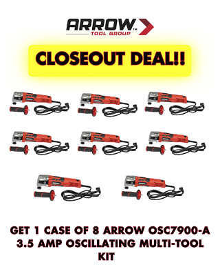 1 Case of 8 Arrow OSC7900-A 3.5 Amp Oscillating Multi-Tool Kit