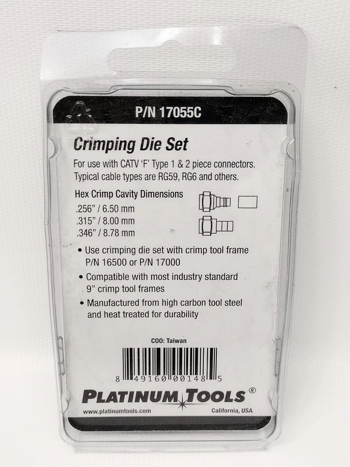 Platinum Tools 17055C Crimping Die Set for CATV 'F' Type, 1 & 2 Pcs, RG6 RG59 - Image 2 of 2