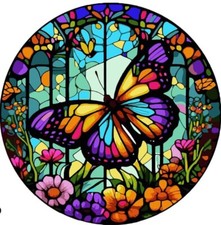 Sale Butterfly on Stained Glass Paint by Number Craft Kit-16X16  