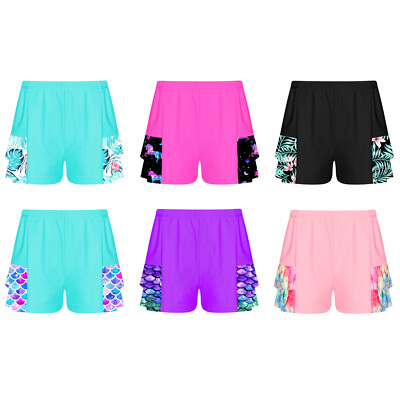 Kids Girls Bottoms Sexy Shorts Summer Swimming Double Layers Swimwear Athletic
