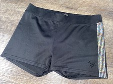 Justice sz 12 black silver sequin gymnastics shorts compression Dance  2