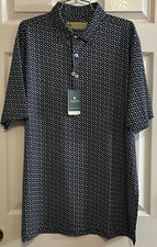 Donald Ross Men's Golf Polo Shirt, Medium, Classic Style, Navy/Green Print, NWT
