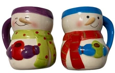 Bay Island Snowman Mugs Winter Christmas Hot Chocolate Set of 2 Coffee Cups