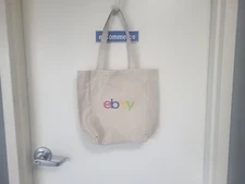 eBay Logo Natural Tote Bag 14x16 Canvas Shopper Eco Reusable Carry Bag