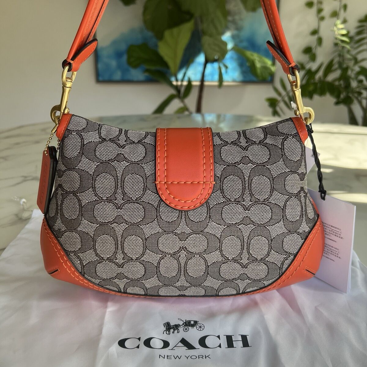 NWT COACH Soho Flap Bag In Signature Jacquard Sun Orange NWT COACH Soho Flap Bag In Signature Jacquard Sun Orange