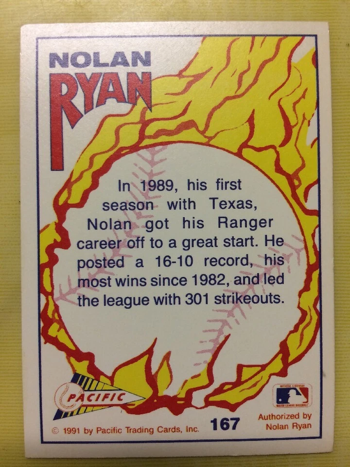 1991 Pacific Nolan Ryan Baseball Card #167 Great Start Texas Rangers - Image 2 of 2