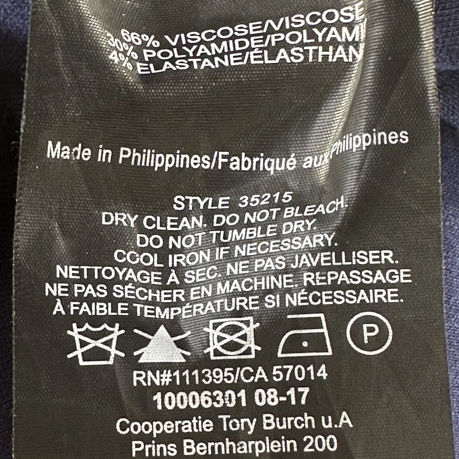 Pantalone Tory Burch Stacey blu navy ponte crop caviglia gamba dritta piccolo