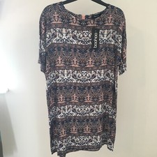 Boohoo Dress Size 10 Patterned Summer Shift Dress New With Tags