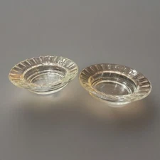 Set of 2 Vintage PAVY Clear Round Glass Ashtrays – 4.5" Diameter