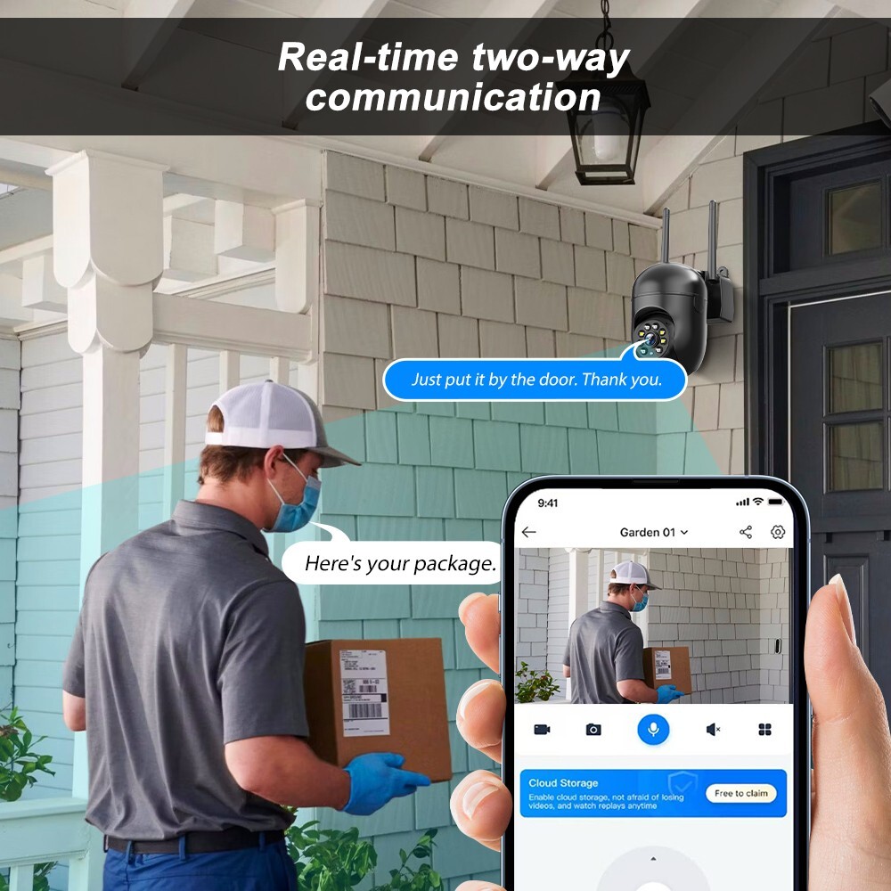 5MP PTZ WIFI Home Security Camera Wireless 2.4GHz Color Night Vision 2-Way Audio