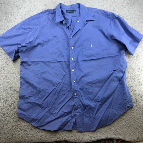 Ralph Lauren Shirt Adult 4XL Tall Blue Pony Button Down Short Sleeve 61747