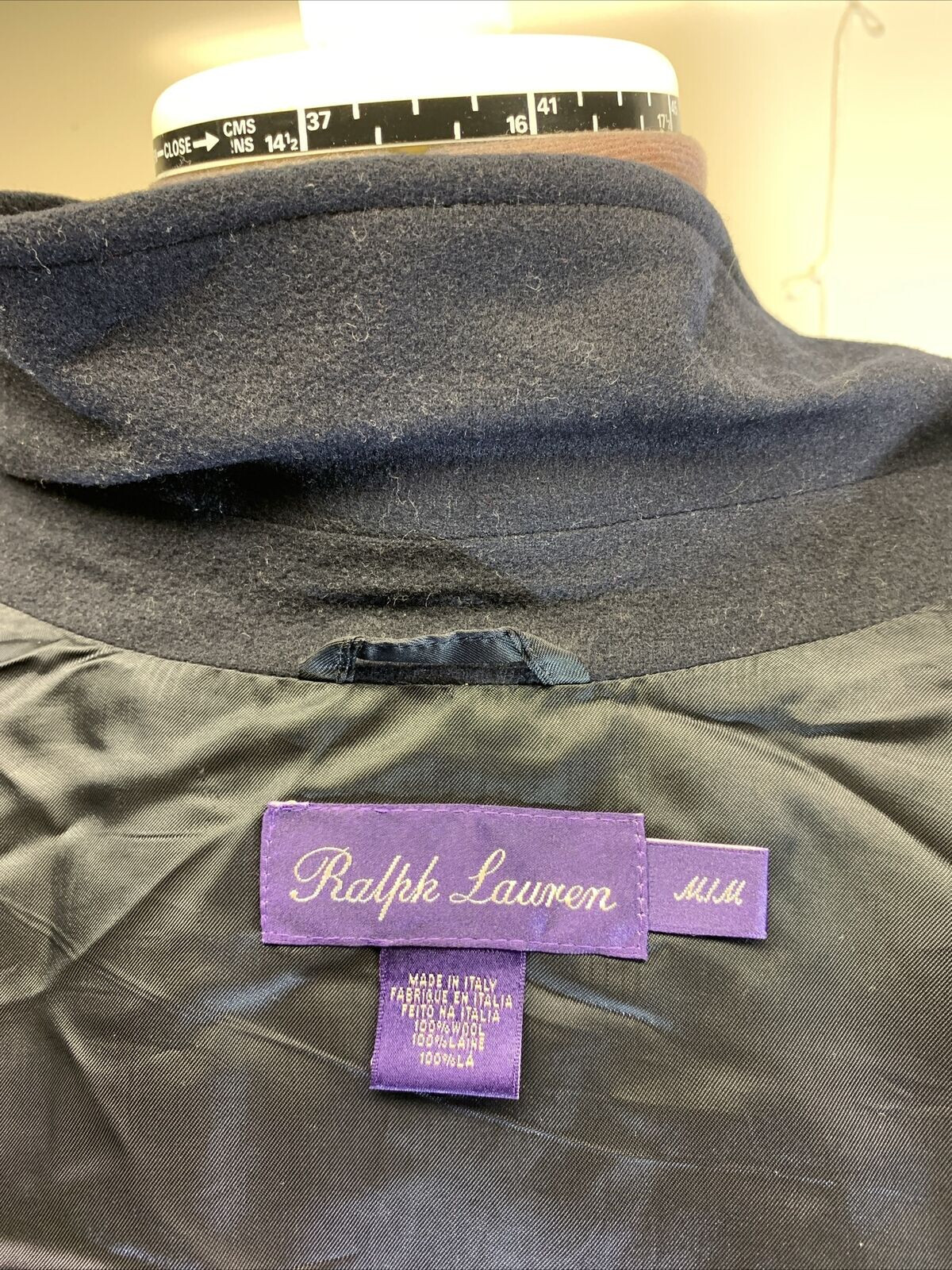 Ralph Lauren Purple Label $1395 Navy Wool Zip Front Jacket Size: M Excellent image 8