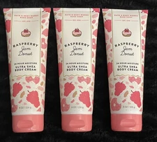 NEW! (3) - Bath & Body Works RASPBERRY JAM DONUT Body Cream Ultra Shea