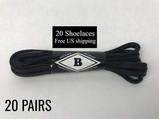 Benjo's Flat Replacement Waxed Cotton Shoe Laces Black 54 x 3/8 inch Set of 20
