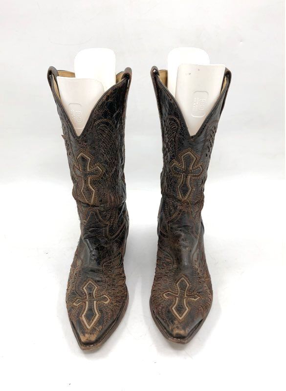 Corral Vintage Women's Cross & Angel Wing Brown Leather Western Boots Size 9.5