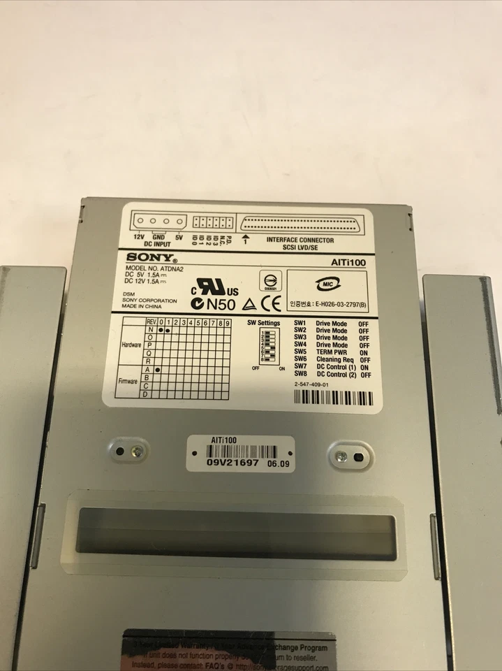 Sony A1 ATDNA2 68 pin SCSI Internal Tape Storage Drive Storstation - Image 2 of 4