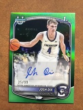 2025-26 Bowman Chrome 1st Josh Dix Green Refractor Auto /99 Creighton 🔥🔥 SP