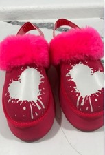 UGG Funkette Hot Pink Valentine Graphic Platform Slipper Limited Edition SZ 7