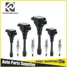 4 Set Ignition Coil & Iridium Spark Plugs For Nissan Altima Sentra Vers UF549