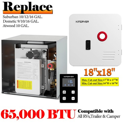 #ad 65000 BTU RV Tankless Water Heater and 18x18quot; Door Propane for 9 10 12 16 Gal. $512.99