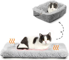 Grey Self Warming Cat Bed 23.6x19.7 Small Dog Bed Thermal Pet Pad Indoor Outdoor