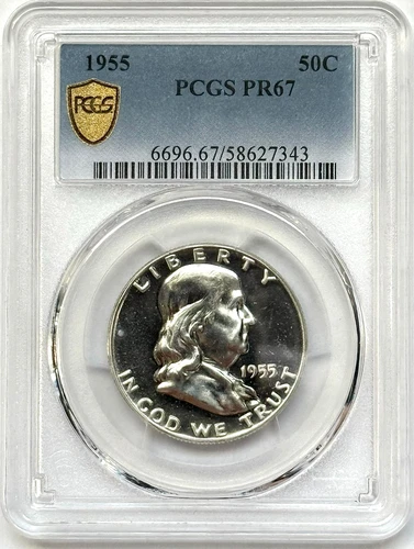 1955 Franklin Half Dollar 50c PCGS PR67 Gold Shield Proof Coin (#1861884)