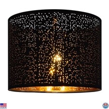 Wellmet Blackgold Drum Lampshades, Easy Assembly Required Replacement Lamp