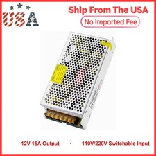 12V 15A 180W Power Supply 110V / 220V AC to DC Converter 12 Volt 15 Amp 10A 5A
