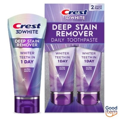 Crest 3D White Deep Stain Remover Ultra-White Toothpastes - 2.1oz/2pk: Mint Flav